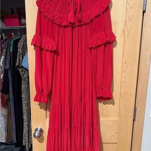 Ulla Johnson Vibrant Red Long Sleeve Dress